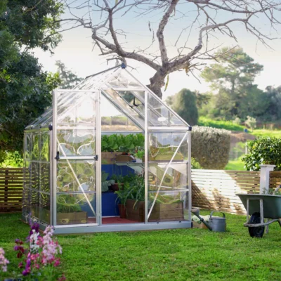 Serre de jardin Harmony 3.4 m² argent polycarbonate transparent