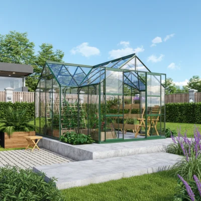 Serre orangerie Sirius 13 m² aluminium anodisé émeraude