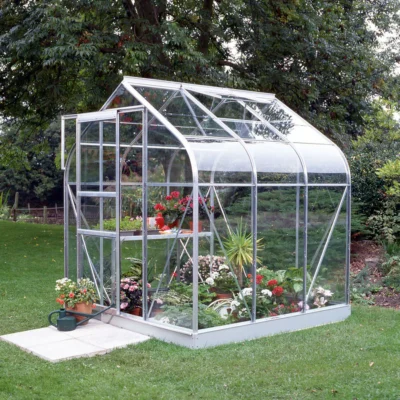 Serre de jardin Orion 3.8 m² en verre de sécurité et aluminium