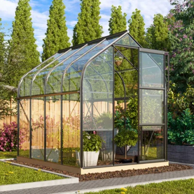 Serre Orion 5 m² cadre noir en verre de sécurité ESG certifiée TÜV