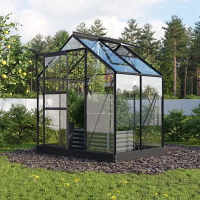 Serre Planet 2500 2.5 m² aluminium noir avec verre de sécurité