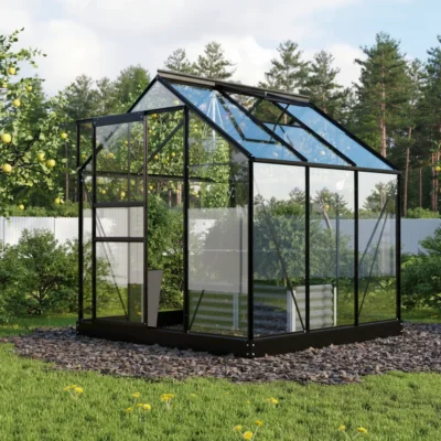 Serre Planet 3800 3.8 m² aluminium noir et verre de sécurité ESG