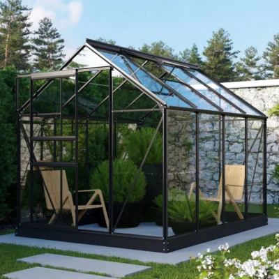Serre Planet 5000 5 m² aluminium noir et verre de sécurité ESG