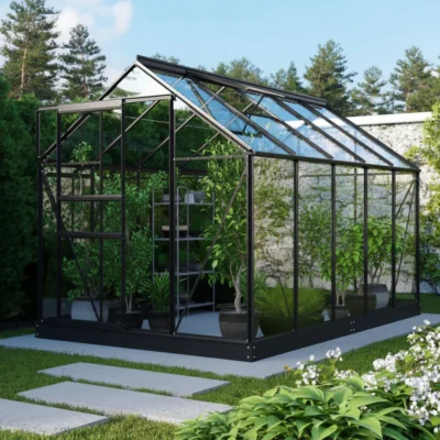 Serre Planet 6200 6.2 m² aluminium noir et verre de sécurité ESG