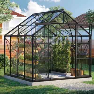 Serre Uranus 6700 6.7 m² anodisé noir aluminium et verre