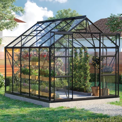 Serre Uranus 8300 8.3 m² anodisé noir et verre de sécurité ESG