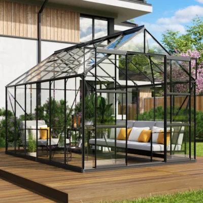 Serre Uranus 9900 9.9 m² anodisé noir et verre de sécurité ESG