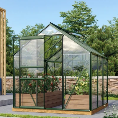 Serre Venus 3.8 m² cadre émeraude en verre de sécurité ESG