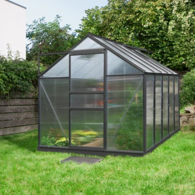 Serre Venus 6.2 m² cadre noir en verre de sécurité ESG