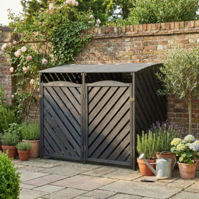 Cache poubelles double Arbour en bois FSC 149 x 92 x 122cm