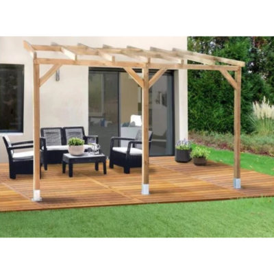 Toit de terrasse en bois 300 x 370 cm massif Chalet et Jardin
