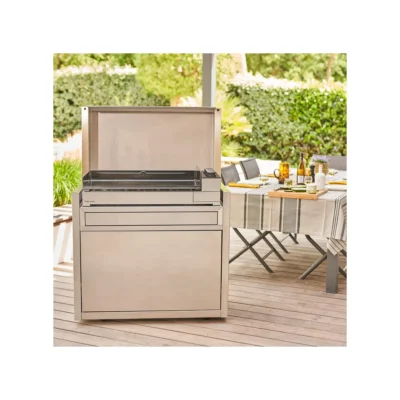 Plancha gaz Forge Adour Premium 75 inox sur chariot + capot